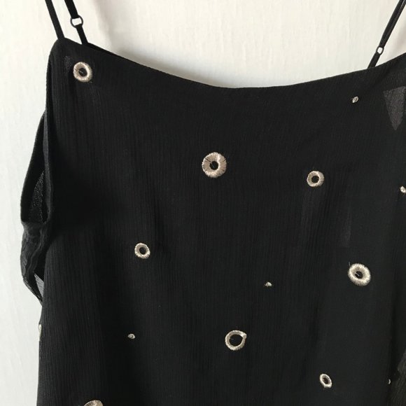 NWT VINCE Black Cami Sz L w Metallic Embroid - Picture 4 of 8